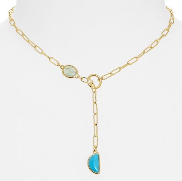 Madewell Stone Collection Green Apophyllite & Reconstituted Turquoise Necklace - Picture 3 of 4